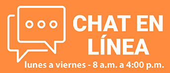 A orange sign with white text and a chat bubble

Description automatically generated