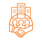 A logo of a group of people shaking hands

Description automatically generated