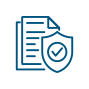 A blue and white icon of a document and a shield

Description automatically generated